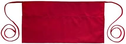 PLOYMONO 1P Red Server Apron with 3 Pockets, Short Waist Waitress Apron | Polyester Short Waiter Apron with 3 Deep Pockets, Great for Restaurant Servers, Bartenders, Hosts, Baristas by PLOYMONO