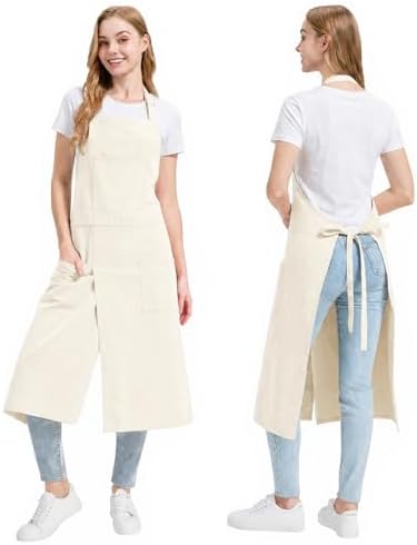 Molaxhome Split Pottery Apron with 3 Pockets Unisex with Adjustable Strap | Cotton Blend,Kitchen Apron,for Ceramics,Gardening,Kitchen Cooking by Molaxhome