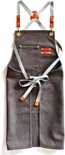 Chef Apron Bib Apron with 2 Large Pockets Adjustable Neck Strap Kitchen Apron Cooking Apron Stripes Baking Apron - Image 2