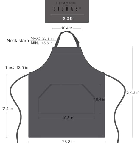 BIGHAS Adjustable Bib Apron with Long Ties for Women Men 18 Colors Chef Kitchen Cooking - Image 6