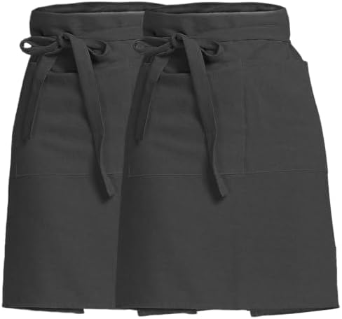 Half Apron for Women Men Cotton Linen with 2 Large Pockets Waist Short Bistro Server Aprons Waiter Waitress Unisex by Cityelf