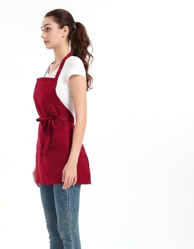 Aprons for Women with 3 Pockets, Cooking Apron with Waterproof Coating, Chef Apron Adjustable Neck Strap - Image 3