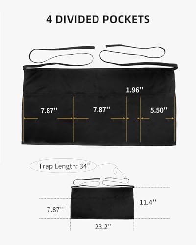 Xeoxarel Aprons with 4 Pockets (Available in 3 Pack / 7 Pack) 23.5'' X 11.5'' - Image 5