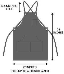 Hudson Durable Goods Heavy Duty Waxed Canvas Work Apron with Tool Pockets (Black), Cross-Back Straps & Adjustable M to XXL (Grey) - Image 6