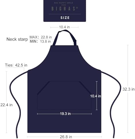 BIGHAS Adjustable Bib Apron with Long Ties for Women Men 18 Colors Chef Kitchen Cooking - Image 5