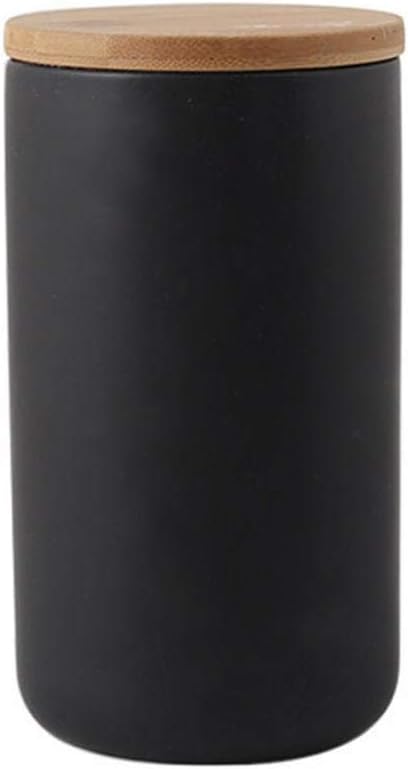 YYW Ceramic Food Storage Containers with Lids, Kitchen Canisters for Countertop, Black Food Containers Jar for Flour, Coffee Bean, Sugar, Tea, Spices and More, Home Decor (1000ml/33.81oz)