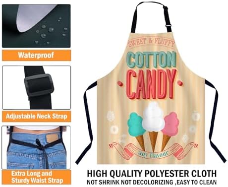Cotton Candy Retro Marshmallow Kitchen Apron for Women Men, Adjustable Chef Bakers Apron for Cooking Baking Gardening, 31 X 27 Inch - Image 3