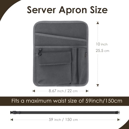Likesing Server Apron, Serving Apron with Pockets for Waitress, Waiter Waist Tool Pouch Bag with 59'' Adjustable Belt - Image 3