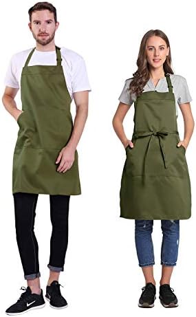 BIGHAS Adjustable Bib Apron with Long Ties for Women Men 18 Colors Chef Kitchen Cooking - Image 2