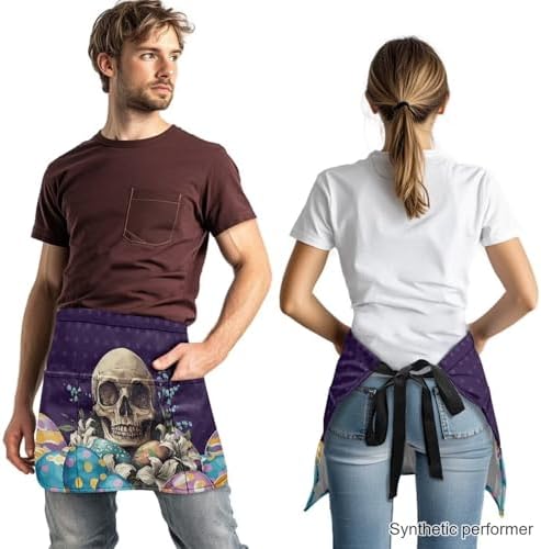 Server Apron with 3 Pockets 13 Inch Short Half Waist Aprons Waterproof Cooking Aprons for Women Men - Image 2