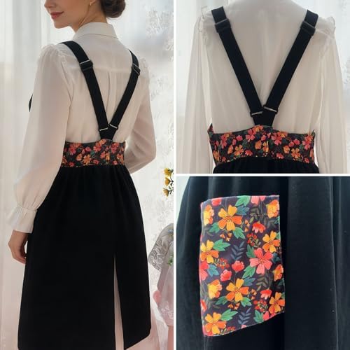 Uaussi Cotton Linen Apron Cross Back Work Apron for Women with Pockets Pinafore Dress X Cross Halter Apron for Chef Gardening - Image 3