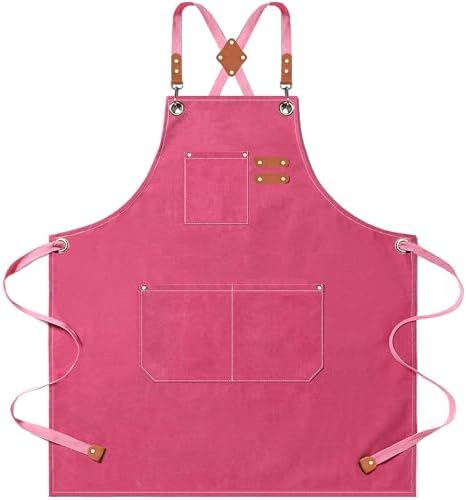 AFUN Aprons for Men Women with Large Pockets, 16-Ounce Cotton Canvas Cross Back Apron by BringYouaFun