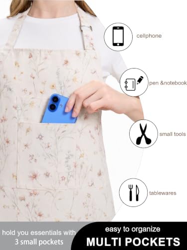 Molaxhome Split Pottery Apron with 3 Pockets Unisex with Adjustable Strap | Cotton Blend,Kitchen Apron,for Ceramics,Gardening,Kitchen Cooking - Image 7