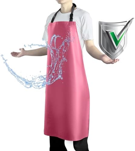 Waterproof Apron with Comfortable Adjustable Bib Rubber Vinyl Dishwasher Heavy Duty Apron for Men Women Dishwashing by Vammcht