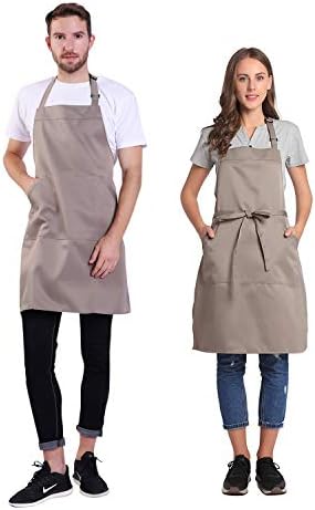 BIGHAS Adjustable Bib Apron with Long Ties for Women Men 18 Colors Chef Kitchen Cooking - Image 2