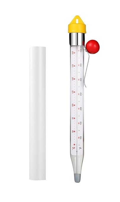 LABO Candy Thermometer, Analog Glass Thermometer with Pot Clip, Dual Scale -40 to 400°F / -40 to 200°C, Instant Read for Sugar, Jam, Syrup, Jelly, Deep Frying, Home Cooking