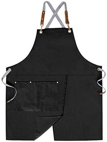 Crossback Apron with Pockets, Apron with Adjustable Straps | Pockets x2, Adjustable & Removable Straps, Canvas, Unique Split Apron for Ceramics, Home, Kitchen, Restaurant,M-XXL (Black) - Image 4