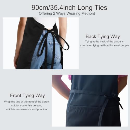 Kitchen Bib Chef Apron for Women Men with Pockets | Waterproof, Large Pockets, Adjustable Neck Strap, For Cooking, Painting, Pottery, Ceramics - Image 4
