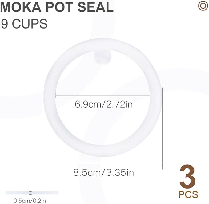 wedrink 1 Filter and 3 Silicone Gasket Seals Replacement for Stainless Steel Moka Pot and Stovetop Espresso Coffee Maker(9 Cup)