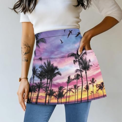 Server Apron with 3 Pockets 13 Inch Short Half Waist Aprons Waterproof Cooking Aprons for Women Men - Image 2