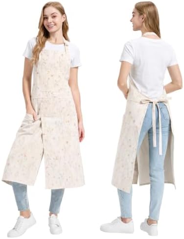 Molaxhome Split Pottery Apron with 3 Pockets Unisex with Adjustable Strap | Cotton Blend,Kitchen Apron,for Ceramics,Gardening,Kitchen Cooking by Molaxhome
