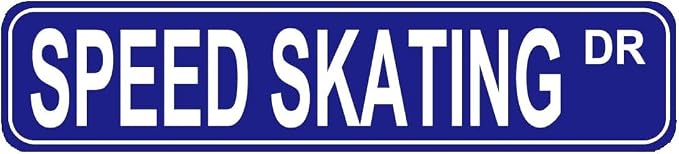 Blue Decorative Metal Sign - 16x4 inch Speed Skating Fan Gift, Vintage Tin Sign for Skaters and Decor Enthusiasts by Unknown
