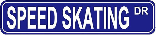 Blue Decorative Metal Sign - 16x4 inch Speed Skating Fan Gift, Vintage Tin Sign for Skaters and Decor Enthusiasts by Unknown