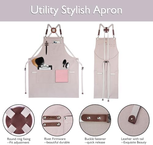 10 Pack Kitchen Apron, Work Apron, Canvas Apron, Grey | Multiple Pockets, Gardening, Painting, BBQ, Artist, Carpenter, Sizes M to XXL - Image 3