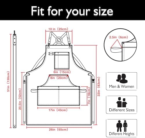 10 Pack Kitchen Apron, Work Apron, Canvas Apron, Black | Multiple Pockets, Gardening, Painting, BBQ, Artist, Carpenter, Sizes M to XXL - Image 5