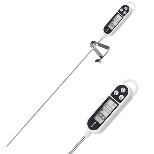 1/3pcs Candy Thermometer Digital Instant Read for Meat Kitchen Cooking Food Oil Deep Fry BBQ Grill Smoker (1, 14.4in-White)