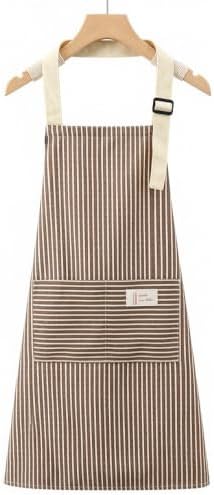 Chef Apron Bib Apron with 2 Large Pockets Adjustable Neck Strap Kitchen Apron Cooking Apron Stripes Baking Apron by Unknown