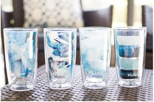 Tervis Kelly Ventura Crystal True Blue Collection Made in USA Double Walled Insulated Tumbler Travel Cup Keeps Drinks Cold & Hot, 16oz 4pk, Assorted