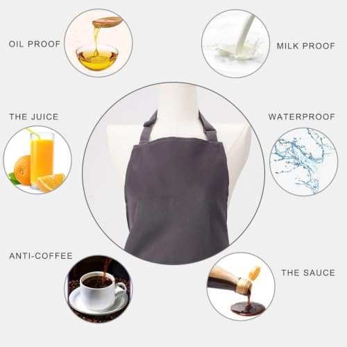 Kitchen Bib Chef Apron for Women Men with Pockets | Waterproof, Large Pockets, Adjustable Neck Strap, For Cooking, Painting, Pottery, Ceramics - Image 3