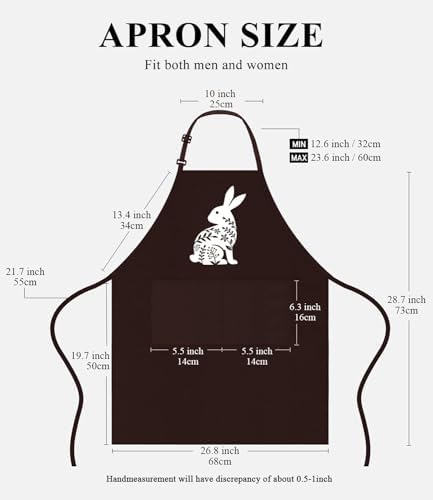 TSIIUO Easter Apron for Women Cute Bunny Rabbit Print Easter Gift Waterproof Bib for Chef Cooking Apron with Pockets - Image 3