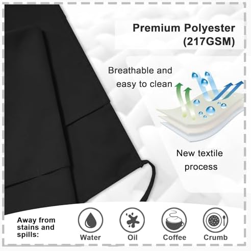 PLOYMONO 10P Black Server Apron with 3 Pockets, Short Waist Waitress Apron | Polyester Short Waiter Apron with 3 Deep Pockets, Great for Restaurant Servers, Bartenders, Hosts, Baristas - Image 3