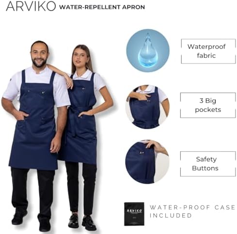 Aquasafe Water-Repellent Cross-Back Bib Apron - Unisex One Size - Image 3