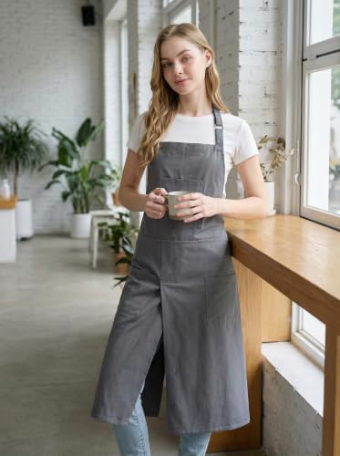 Molaxhome Split Pottery Apron with 3 Pockets Unisex with Adjustable Strap | Cotton Blend,Kitchen Apron,for Ceramics,Gardening,Kitchen Cooking - Image 2