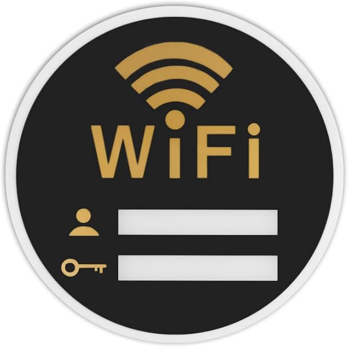 WiFi Sign - Acrylic WiFi Network Sign Wireless Self-Stick Wall Mount Chalkboard for Restaurant Office Home Bar Coffee (7.87"LX7.87"W)
