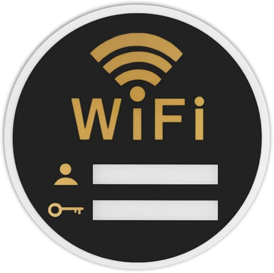 WiFi Sign - Acrylic WiFi Network Sign Wireless Self-Stick Wall Mount Chalkboard for Restaurant Office Home Bar Coffee (7.87"LX7.87"W)