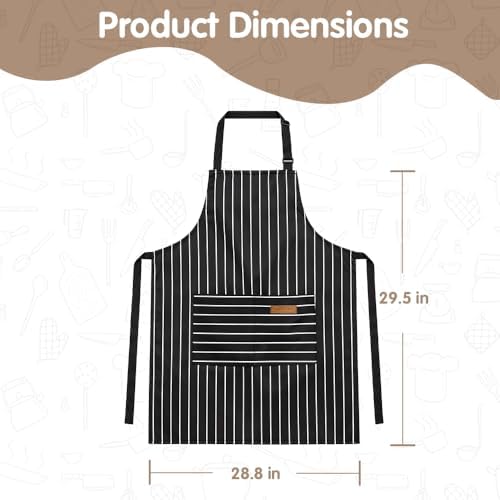 Chef Apron Bib Apron with 2 Large Pockets Adjustable Neck Strap Kitchen Apron Cooking Apron Stripes Baking Apron - Image 4