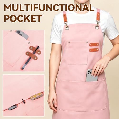 NLUS Chef Aprons for Men Women with 4 Pockets, Water Repellent Cotton Canvas Cross Back Apron - Image 5