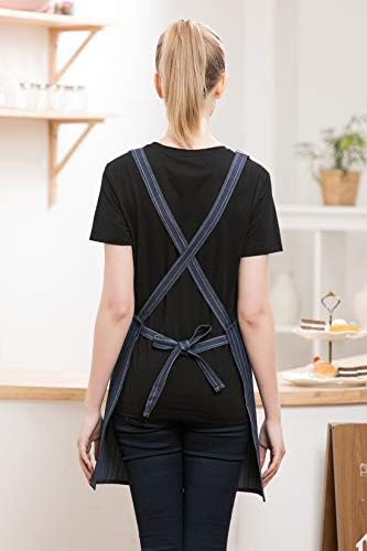 Denim Cross-Back Chef Bib Apron with Pockets for Men and Women - Image 3