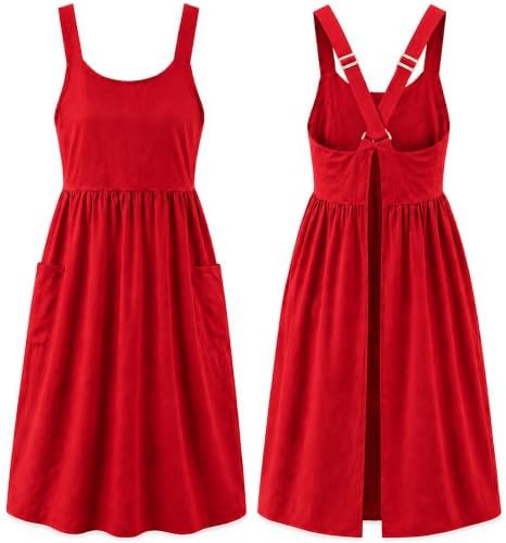 Uaussi Cotton Linen Apron Cross Back Work Apron for Women with Pockets Pinafore Dress X Cross Halter Apron for Chef Gardening by Uaussi