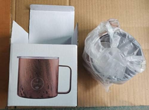 14 OZ Vacuum Insulated Double Wall 18/8 Stainless Steel Coffee Cup Tumbler, Mug, Beautiful Wood Design, With Durable Lid