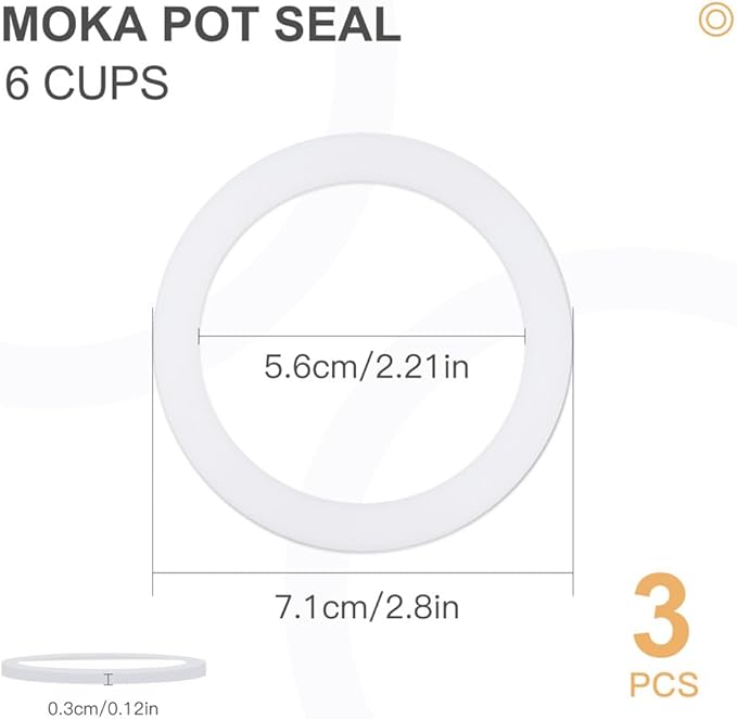 wedrink 1 Filter and 3 Silicone Gasket Seals Replacement for Aluminium Moka Pot and Stovetop Espresso Coffee Maker (6 Cup)