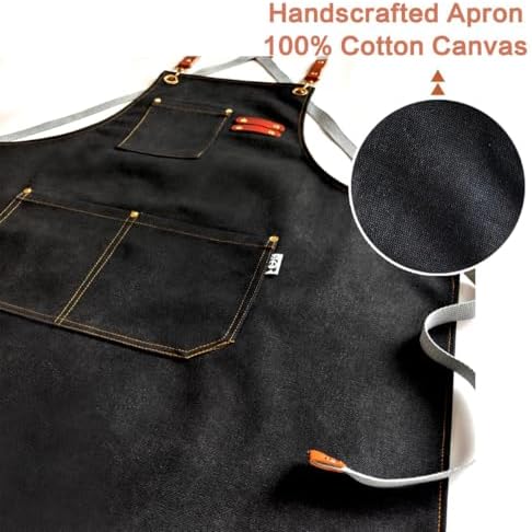 Chef Apron Bib Apron with 2 Large Pockets Adjustable Neck Strap Kitchen Apron Cooking Apron Stripes Baking Apron - Image 3