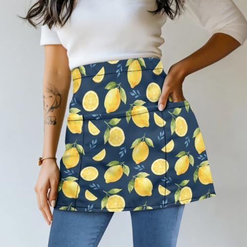 Server Apron with 3 Pockets 13 Inch Short Half Waist Aprons Waterproof Cooking Aprons for Women Men - Image 2