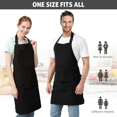 Chef Apron Bib Apron with 2 Large Pockets Adjustable Neck Strap Kitchen Apron Cooking Apron Stripes Baking Apron - Image 5