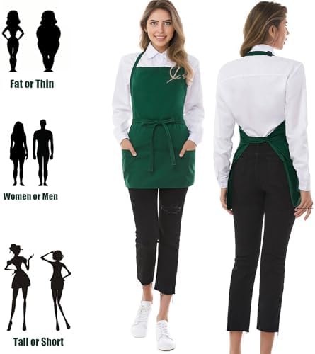 Chef Apron 3 Pocket Short Apron Adjustable Halter Apron Waitress Apron Kitchen Aprons for Cooking Women - Image 2