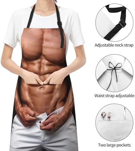 Apron Strong people waterproof work apron for kitchen cooking BBQ party perfect holiday gift with 2 Pockets - Image 6